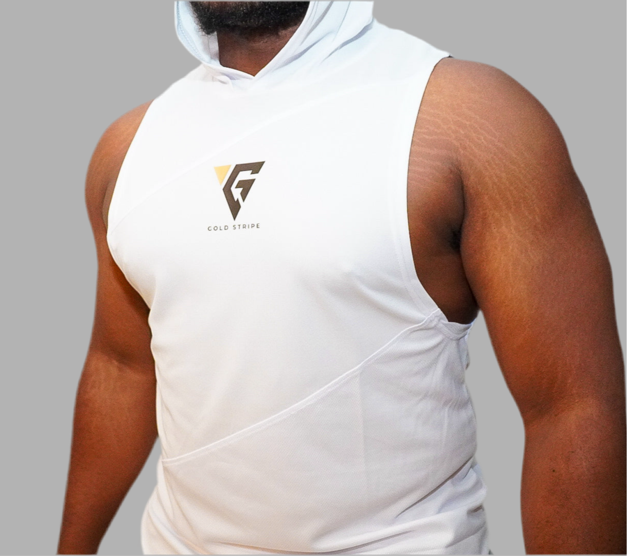 Glacier White Drop Arm Hooded Tank