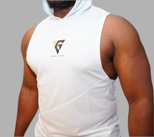 Glacier White Drop Arm Hooded Tank